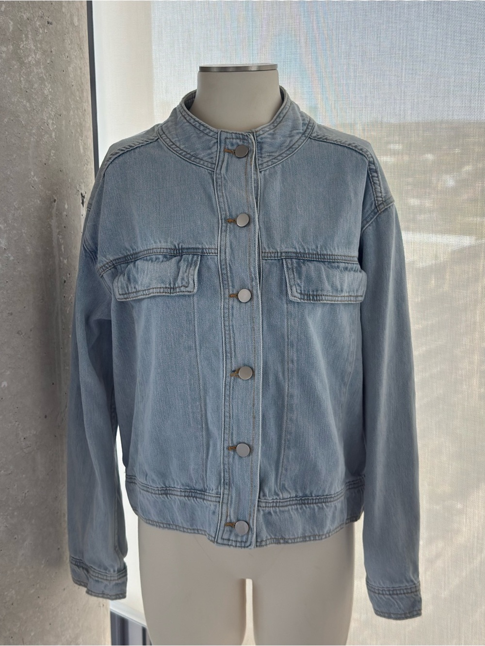 Light Blue Denim Button-Front Jacket
